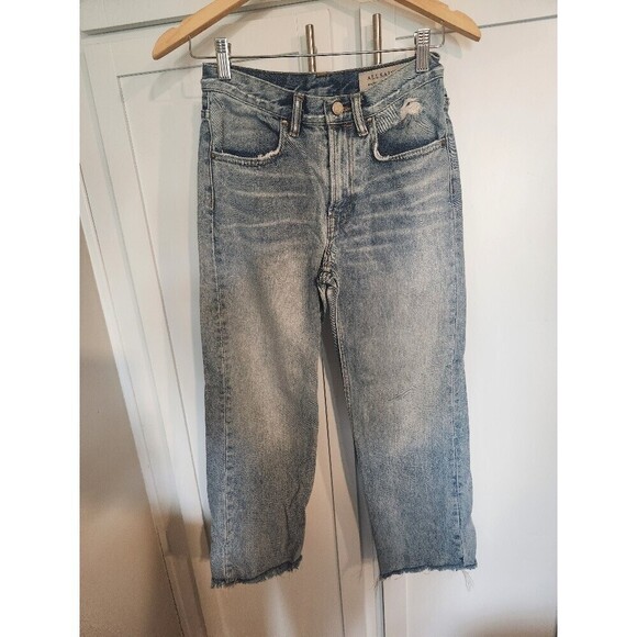 AllSaints Denim - ALLSAINTS Mazzy Jeans Cropped Wide Leg Distressed 100% Cotton Sz 25